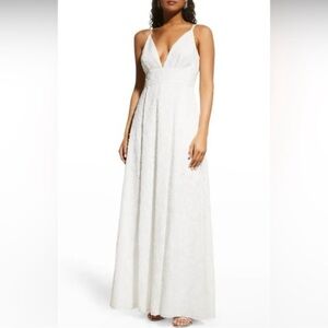 Aidan Mattox Ivory Embroidered Formal Gown V-Neck Size 0 New With Tags